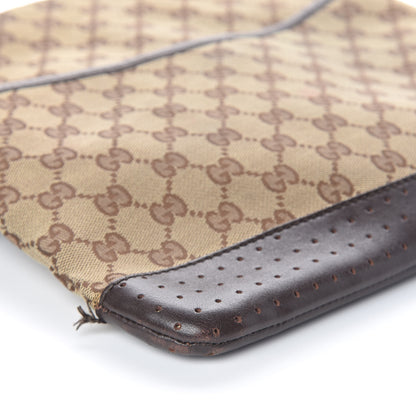 Gucci Monogram Calfskin Perforated Medium Flat Messenger Bag Dark Brown 8 of 10