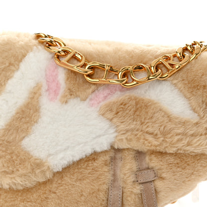 Christian Dior X ERL VENICE Shearling Chinese New Year Rabbit Saddle Bag Beige Multicolor 8 of 10