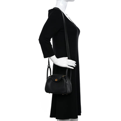 Hermes Taurillon Clemence Mini Lindy 20 Black 2 of 11