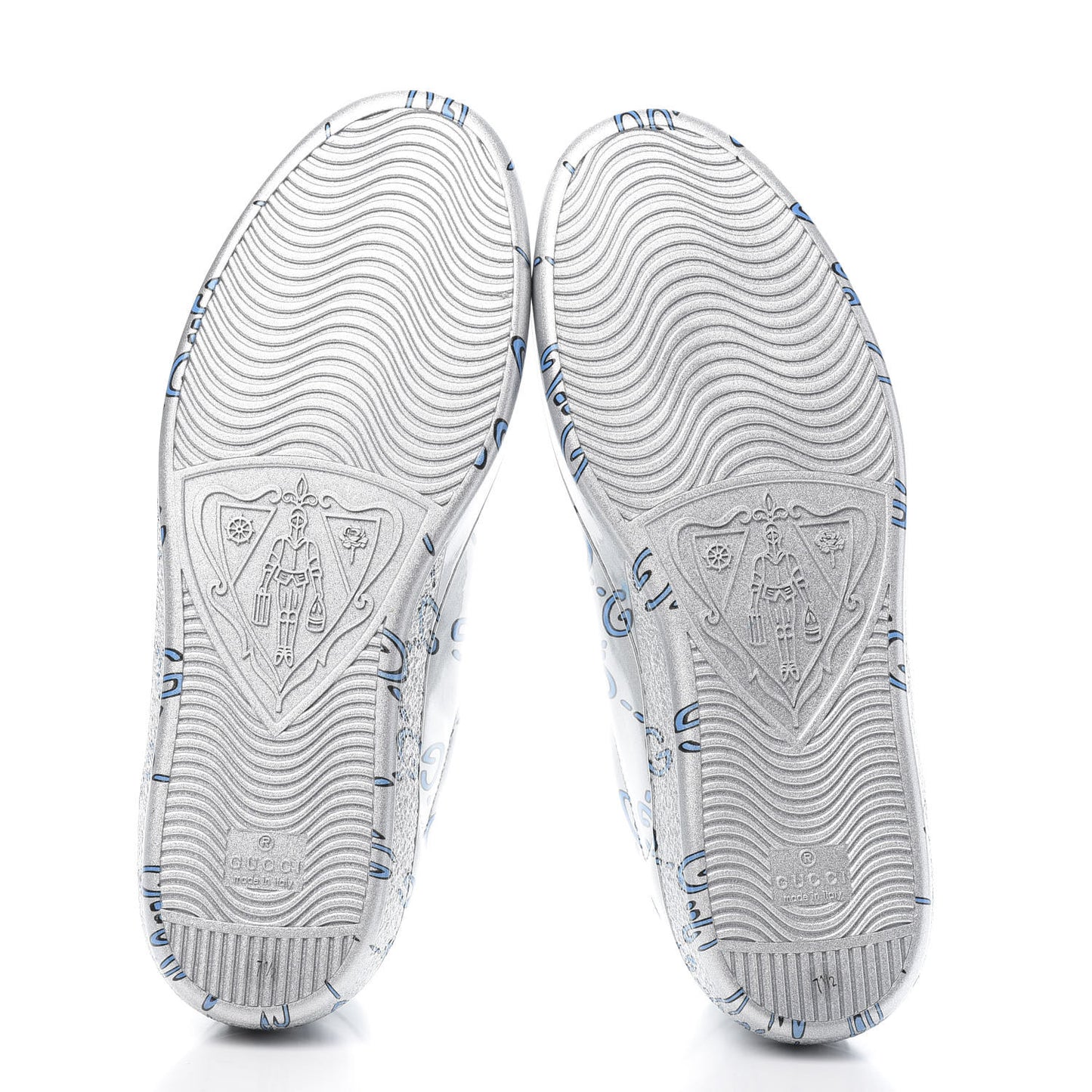 Miro Rubber Wax GucciGhost Print Mens New Ace Sneakers 7.5 Silver