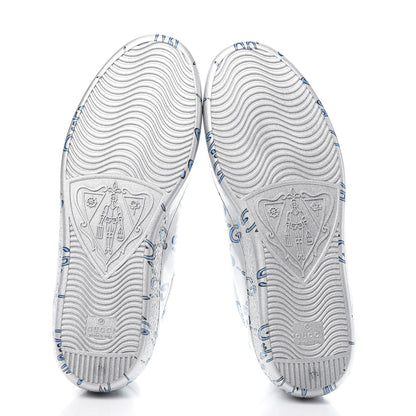 Gucci Miro Rubber Wax GucciGhost Print Mens New Ace Sneakers 7.5 Silver 5 of 7