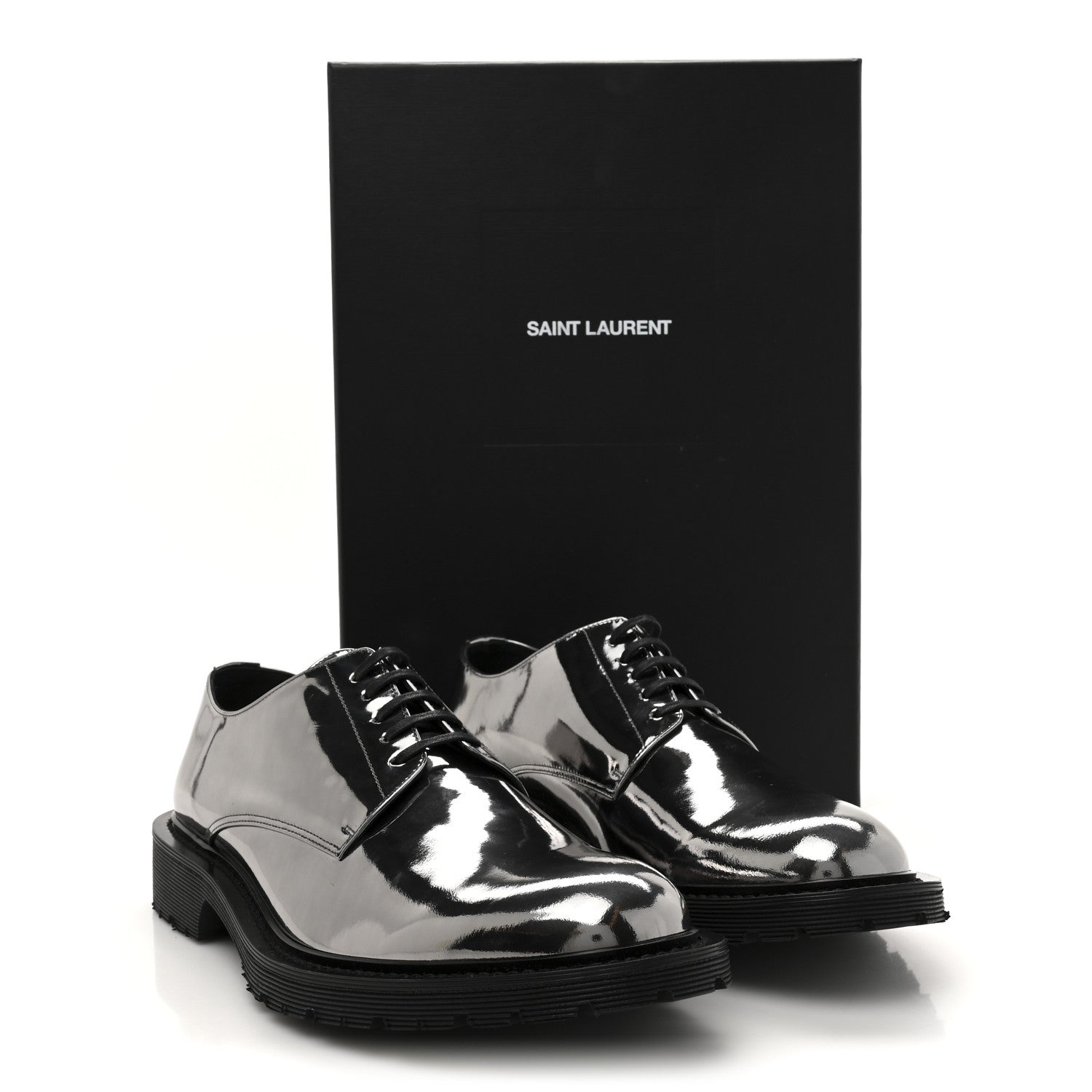 Saint Laurent Soft Laminato Mens Army 20 Derby Shoes 41 Metal Shotgun 10 of 10