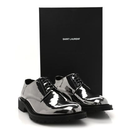 Saint Laurent Soft Laminato Mens Army 20 Derby Shoes 41 Metal Shotgun 10 of 10