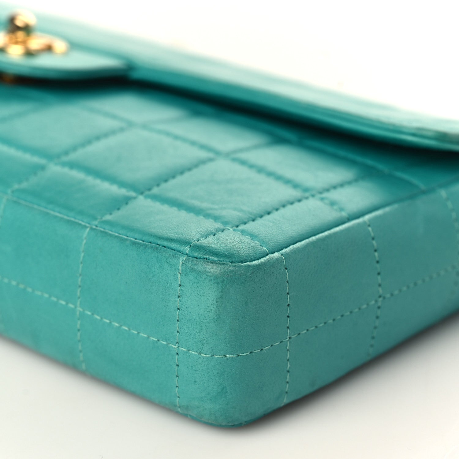 Chanel Lambskin East West Chocolate Bar Flap Turquoise 9 of 11