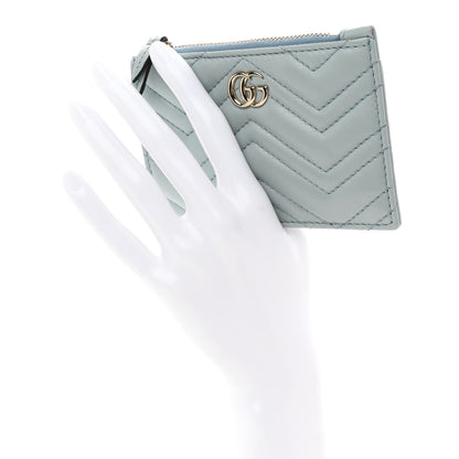 Gucci Lambskin Matelasse GG Marmont Zip Key Pouch Light Blue 2 of 7