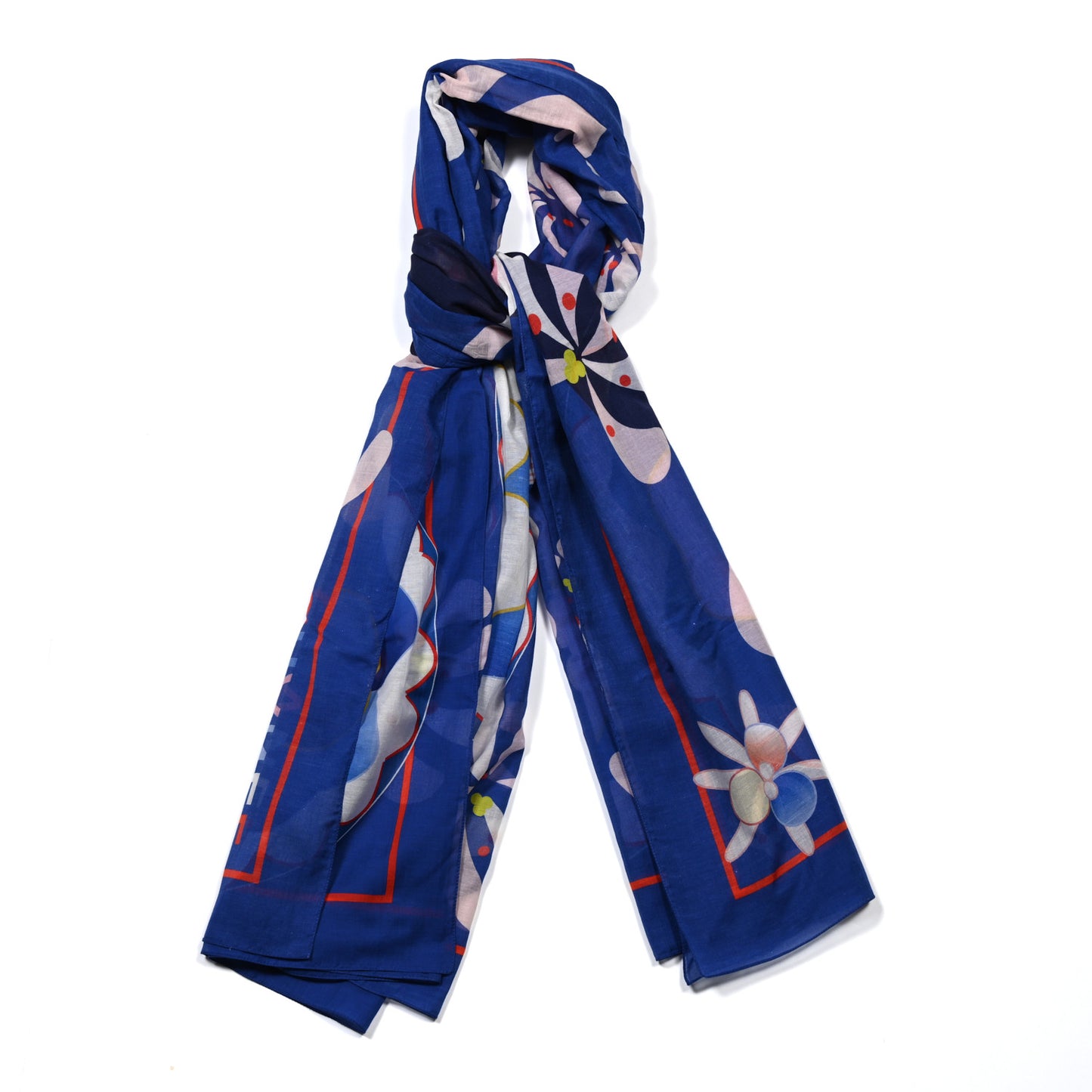 Cotton Silk Floral CC Pareo Scarf Blue