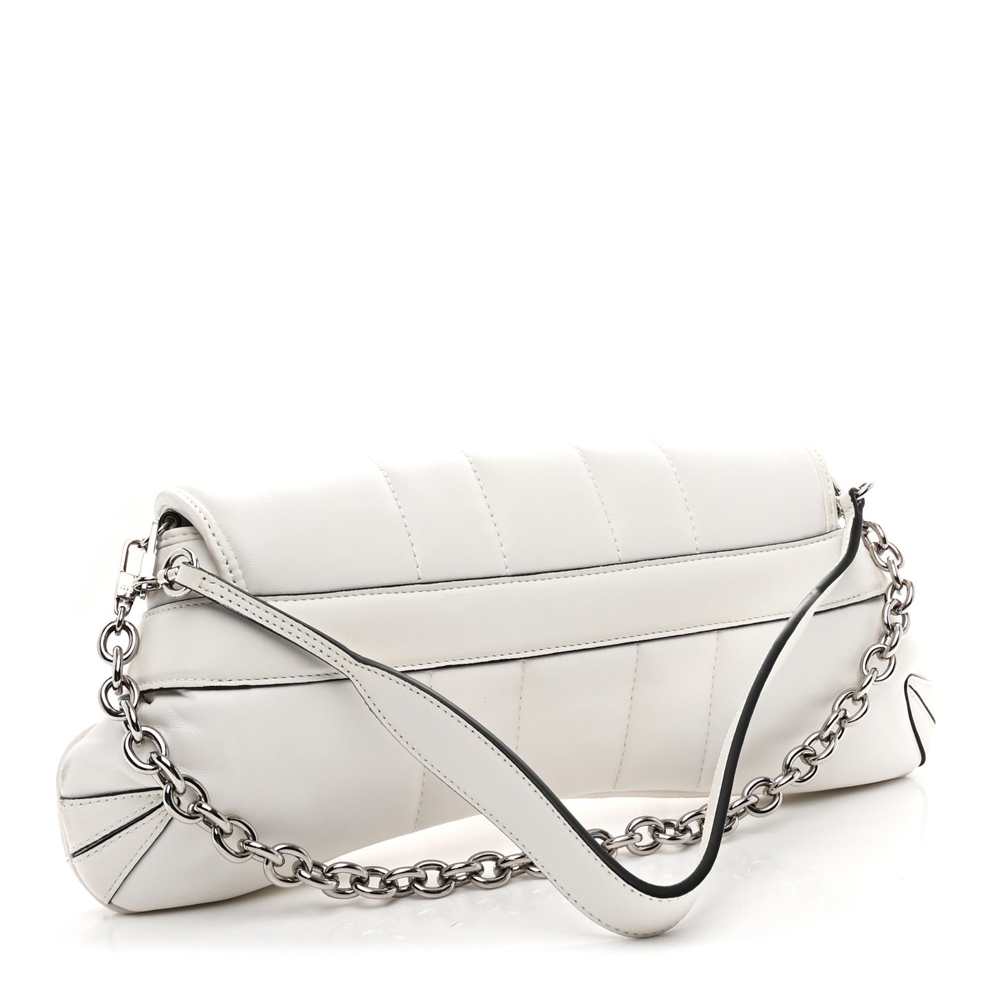 Nappa Vertical Matelasse Medium Maxi Horsebit Chain Shoulder Bag Mystic White