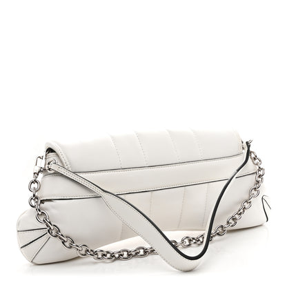 Gucci Nappa Vertical Matelasse Medium Maxi Horsebit Chain Shoulder Bag Mystic White 3 of 11