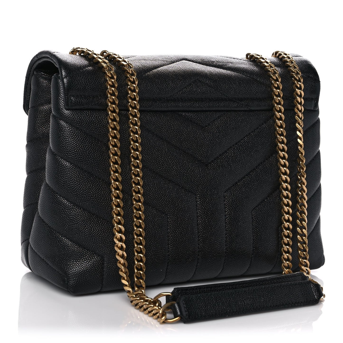 Grain de Poudre Calfskin Y Quilted Monogram Small Loulou Chain Satchel Black