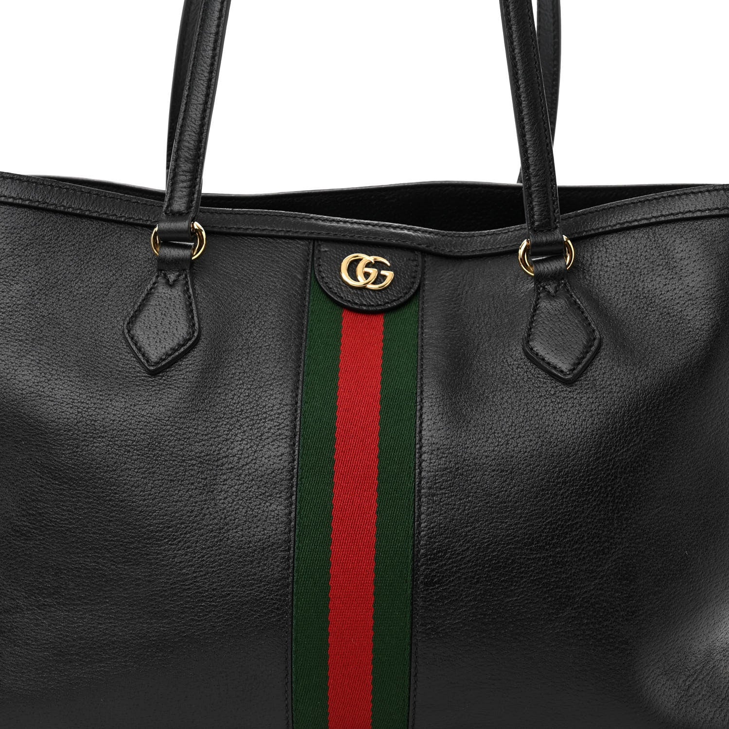 Gucci Textured Calfskin Web Medium Ophidia Shopping Tote Black 8 of 13