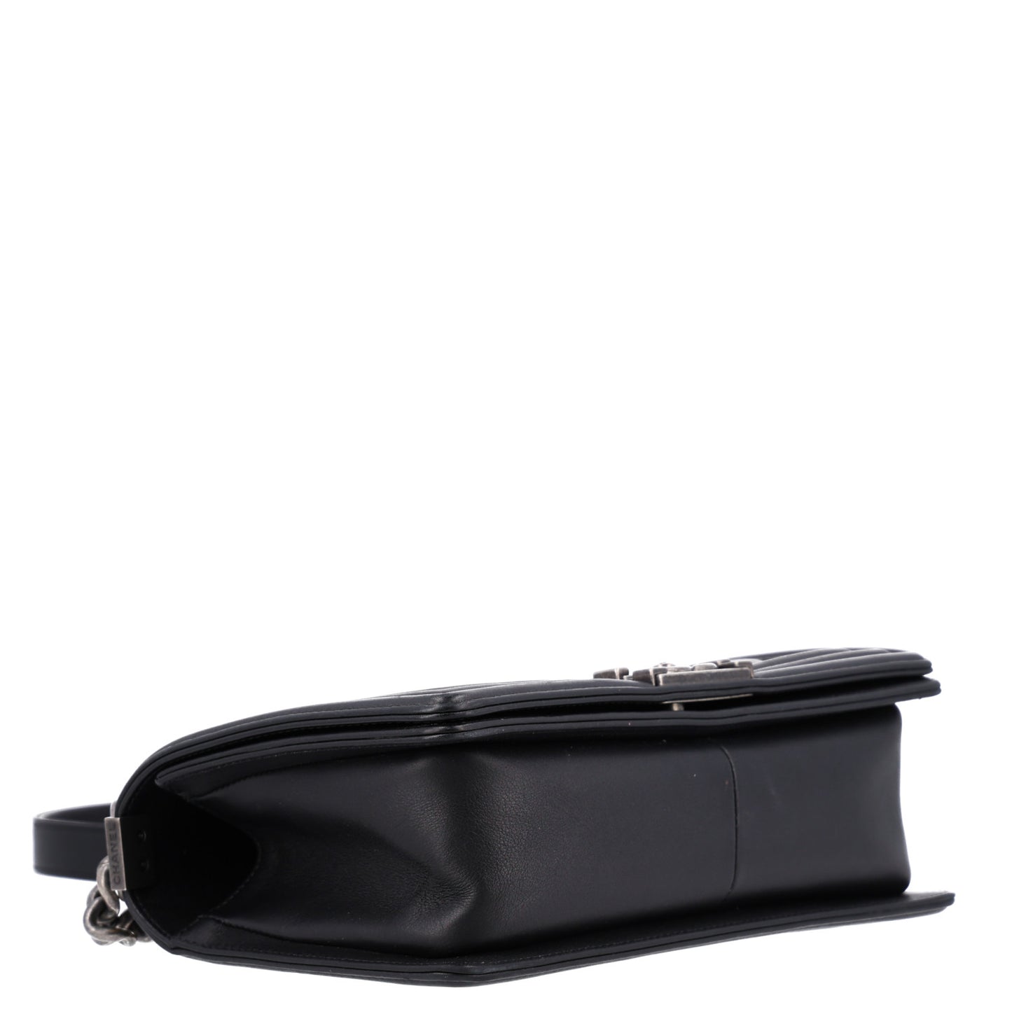 Lambskin Chevron Quilted Medium Boy Flap Black