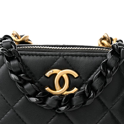 Chanel Lambskin Quilted Mini Lacquered Chain Clutch Black 8 of 11