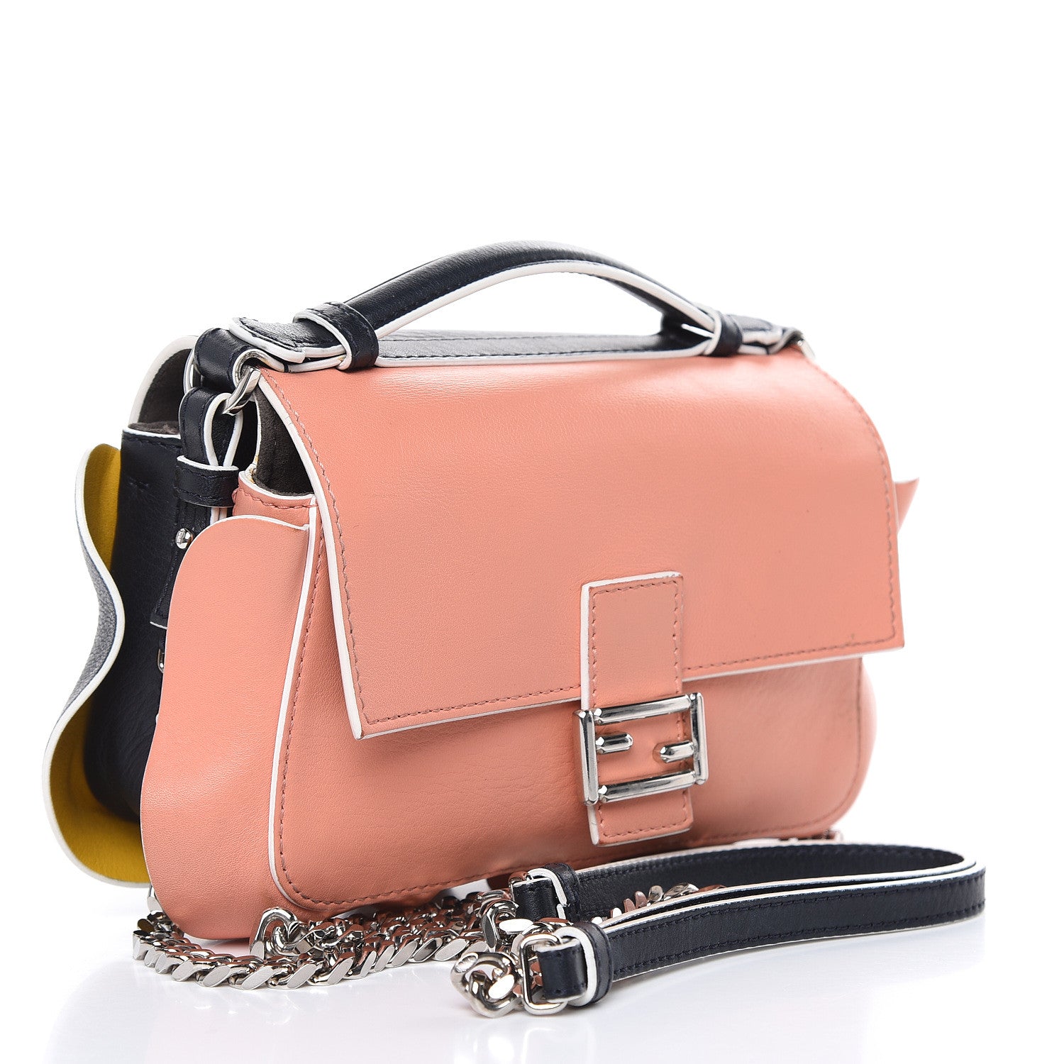 Fendi Vitello Dolce Waves Tri-Color Micro Double Baguette Blue Notte Chantilly 3 of 14