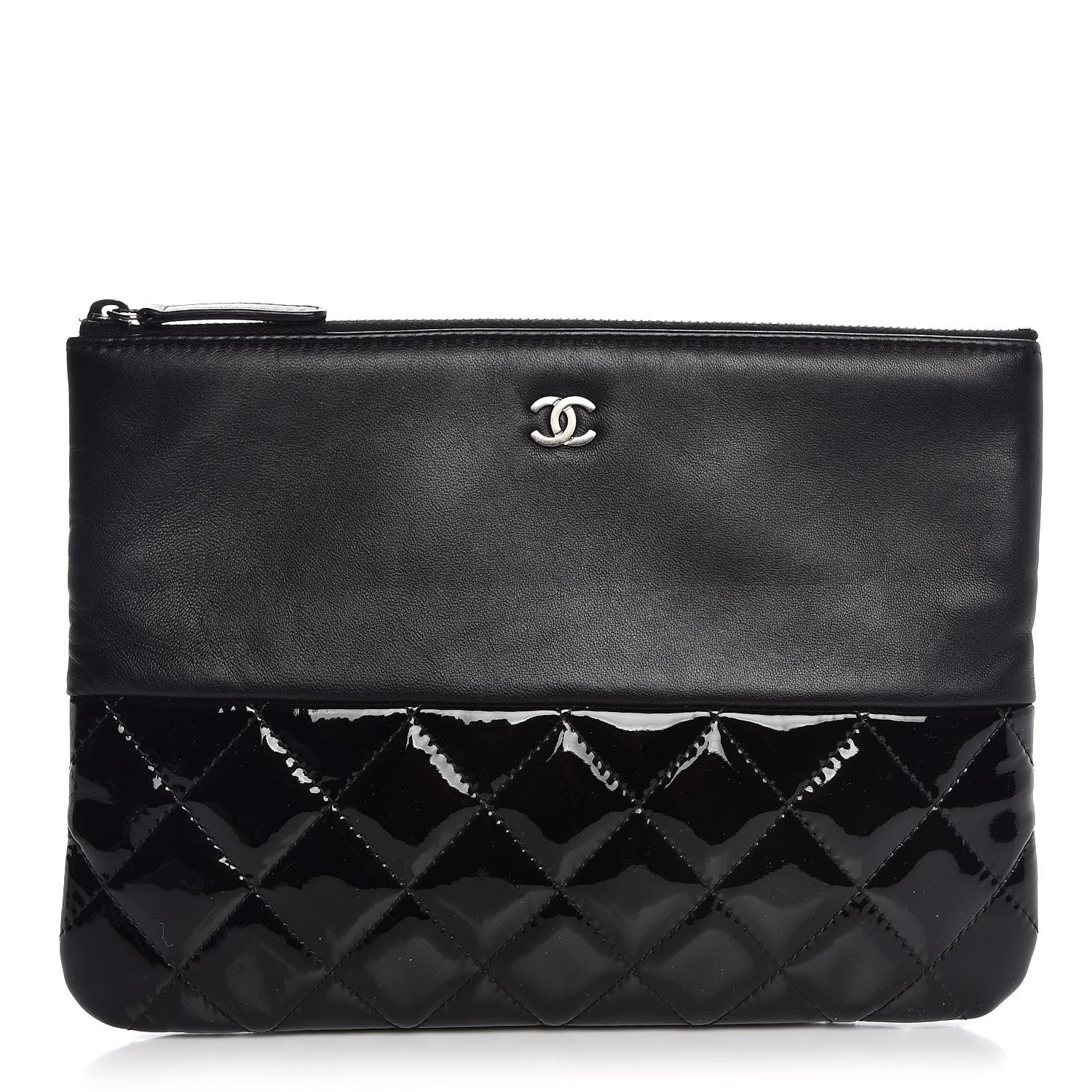 Chanel Lambskin Patent Quilted Medium Cosmetic Case Black 1 of 6