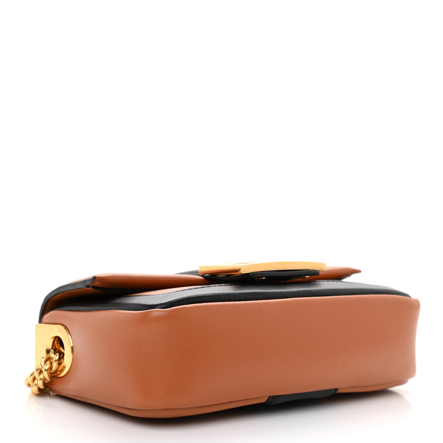 Nappa Apolo Bi-Color Mini Chain Baguette Brandy Black