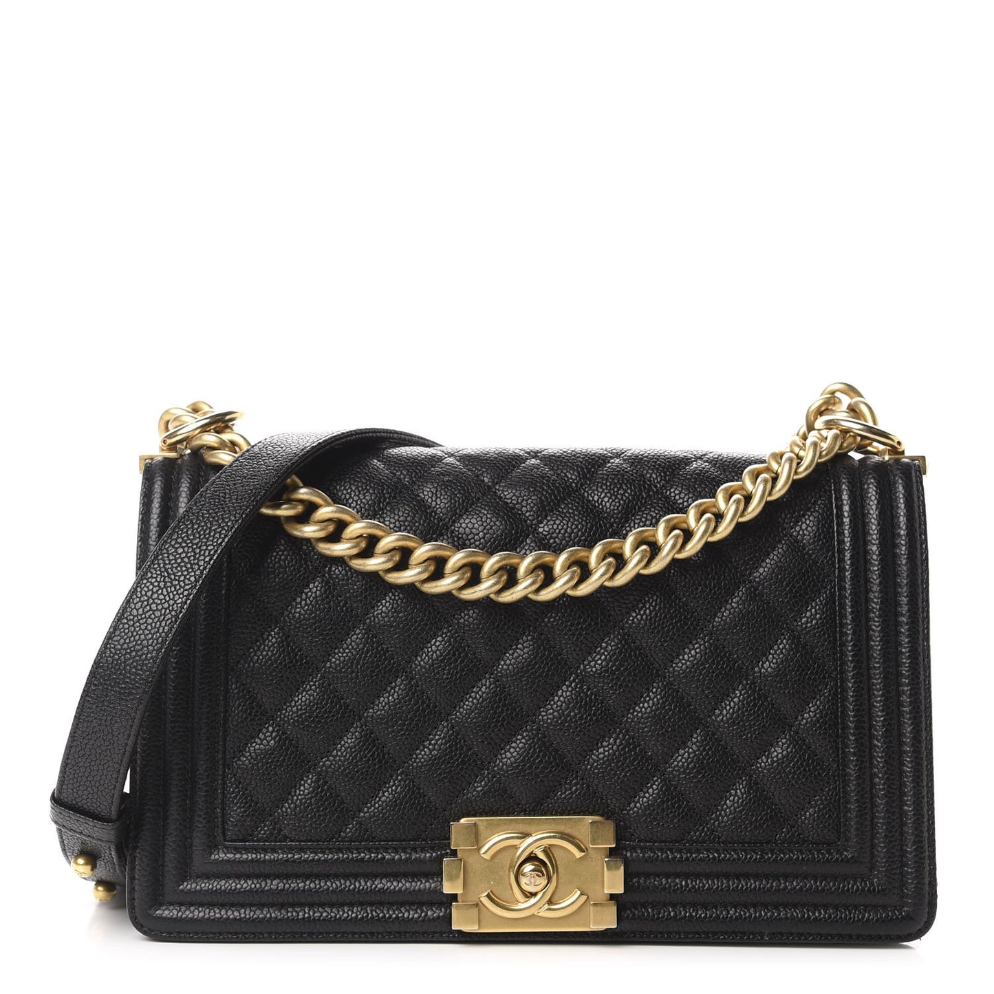 Caviar Quilted Medium Boy Flap Black