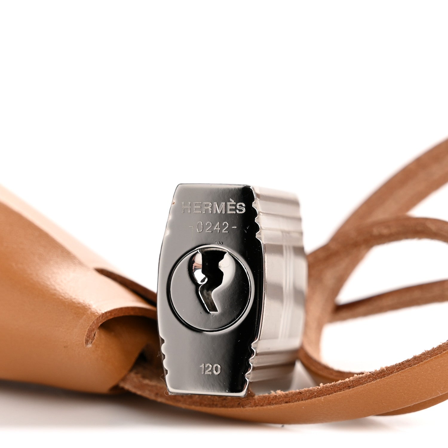 Hermes Vache Calfskin Herbag Lock and Key Clochette Set Naturel 3 of 3