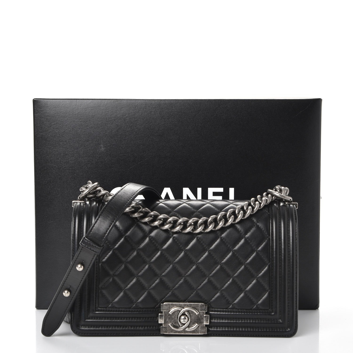 Chanel Lambskin Quilted Medium Boy Flap Black 11 of 11