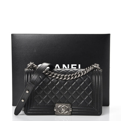 Chanel Lambskin Quilted Medium Boy Flap Black 11 of 11