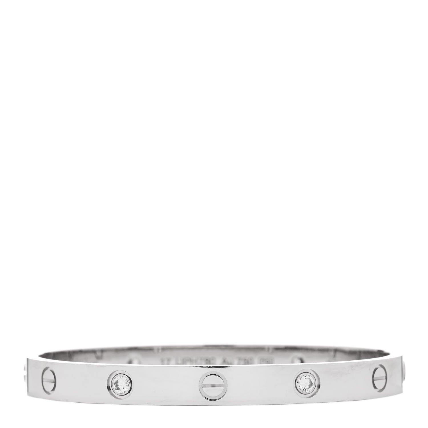 Cartier 18K White Gold 4 Diamond LOVE Bracelet 17 1 of 6