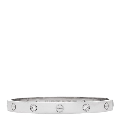 Cartier 18K White Gold 4 Diamond LOVE Bracelet 17 1 of 6