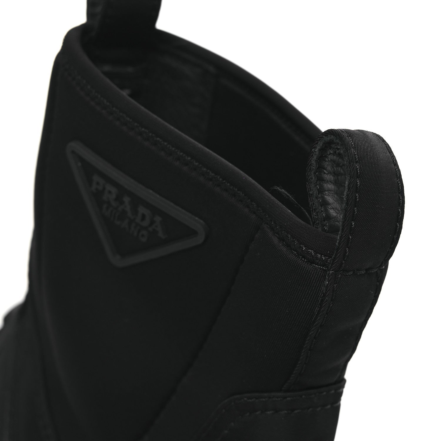 Prada Re-Nylon Gabardine Rubber Triangle Logo Womens Monolith 55mm Ankle Boots 38 Black 11 of 11