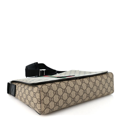 Gucci GG Supreme Monogram Web Flap Messenger Bag Black 4 of 10