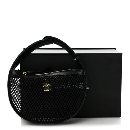 Chanel Mesh Shiny Lambskin Pouch Hobo Black 11 of 11