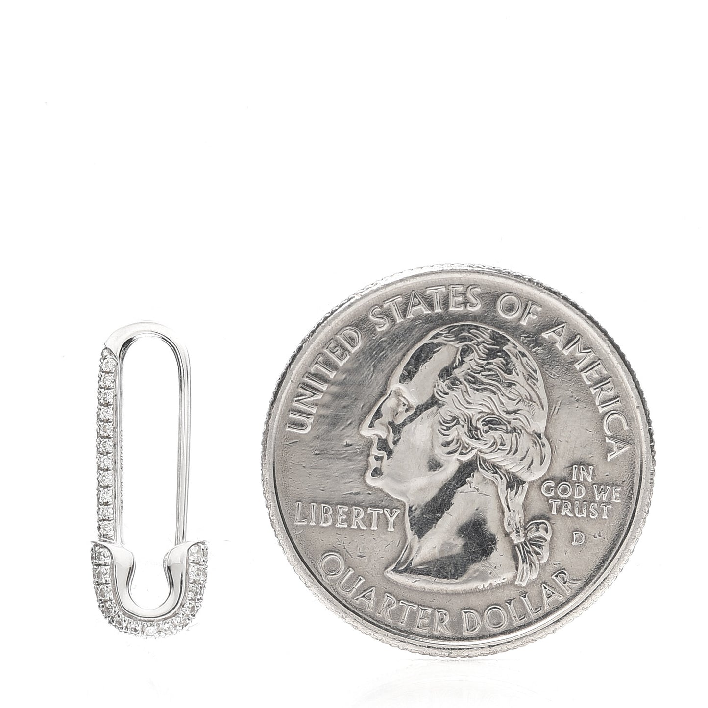 18K White Gold Diamond Mini Safety Pin Earring