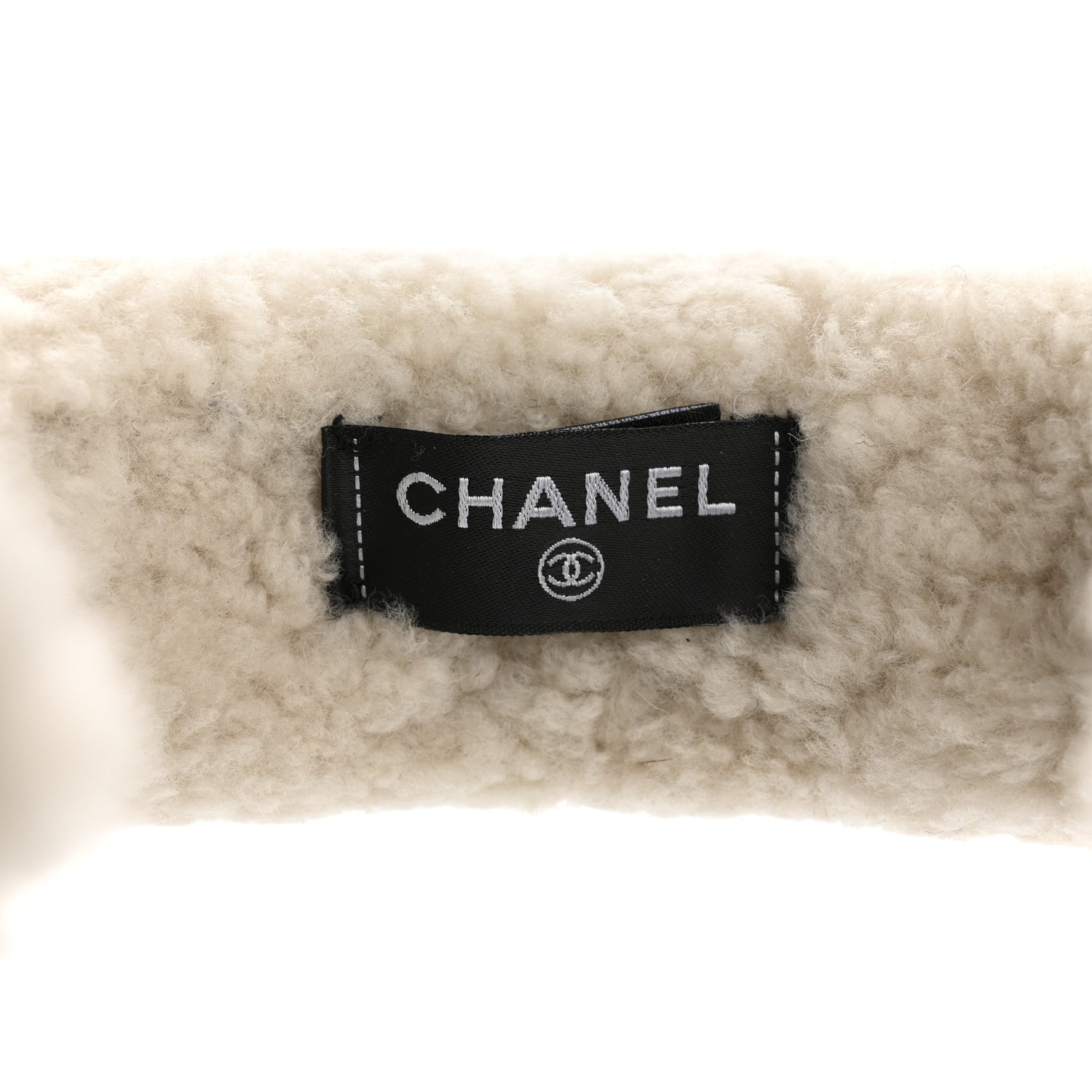 Chanel Shearling Logo Headband Ecru Black 1717065 – FASHIONPHILE