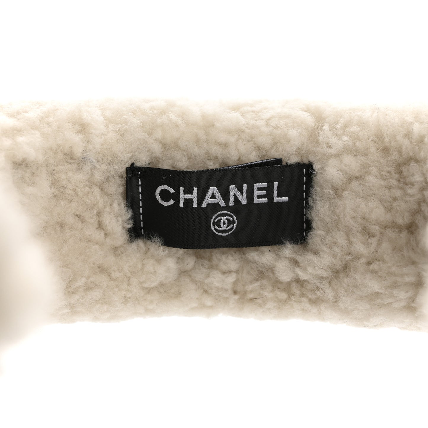 Shearling Logo Headband Ecru Black