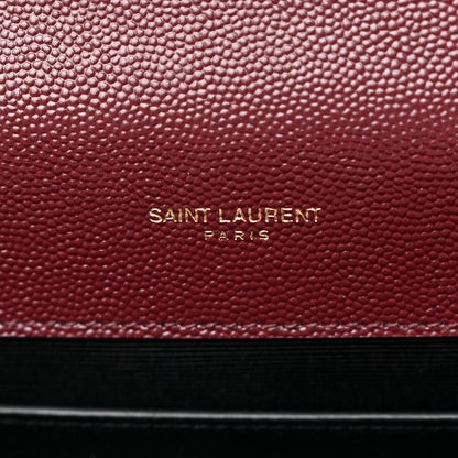 Saint Laurent Grain De Poudre Textured Mixed Matelasse Medium Triquilt Monogram Satchel Rouge Legion 7 of 10