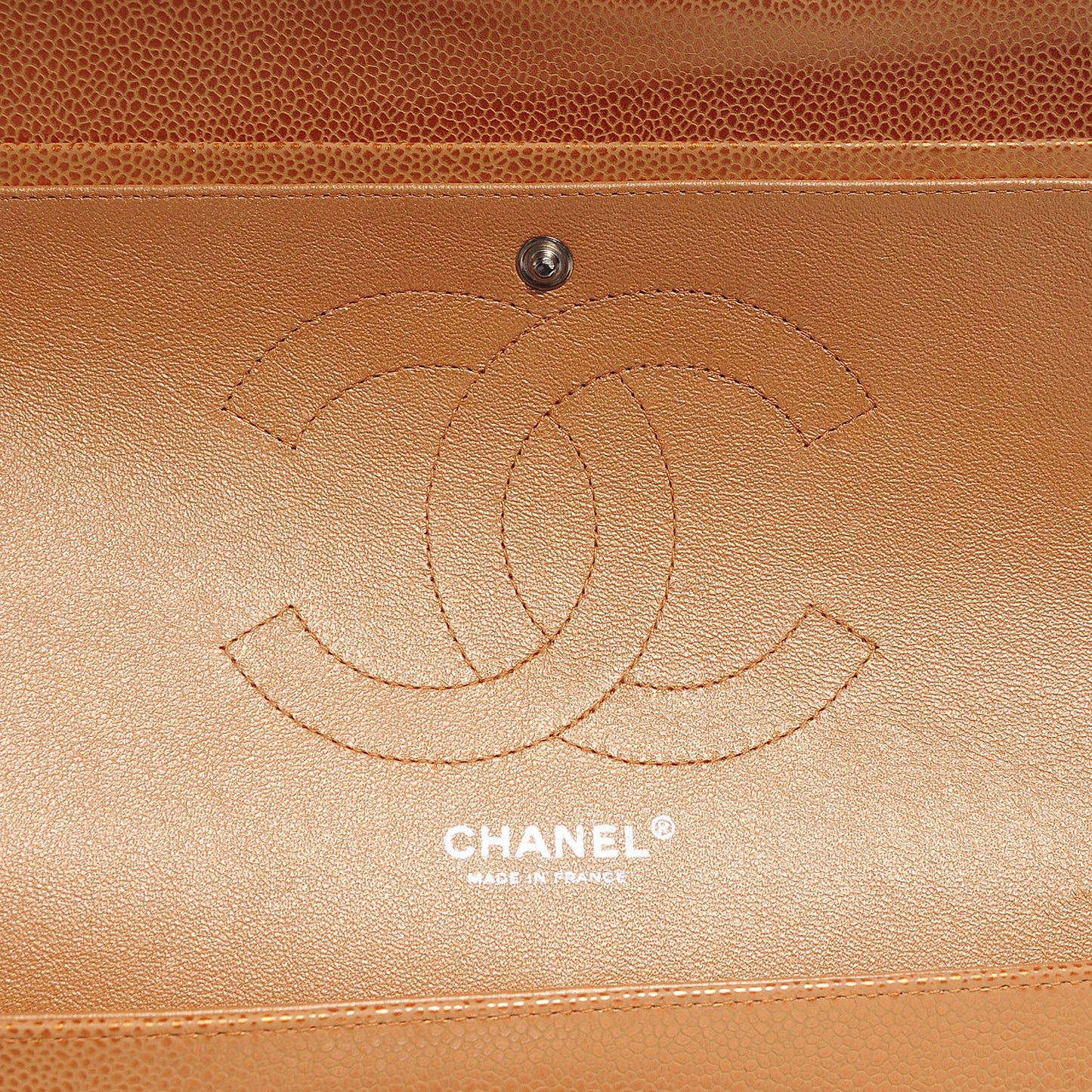 Metallic Caviar Quilted Jumbo Double Flap Copper