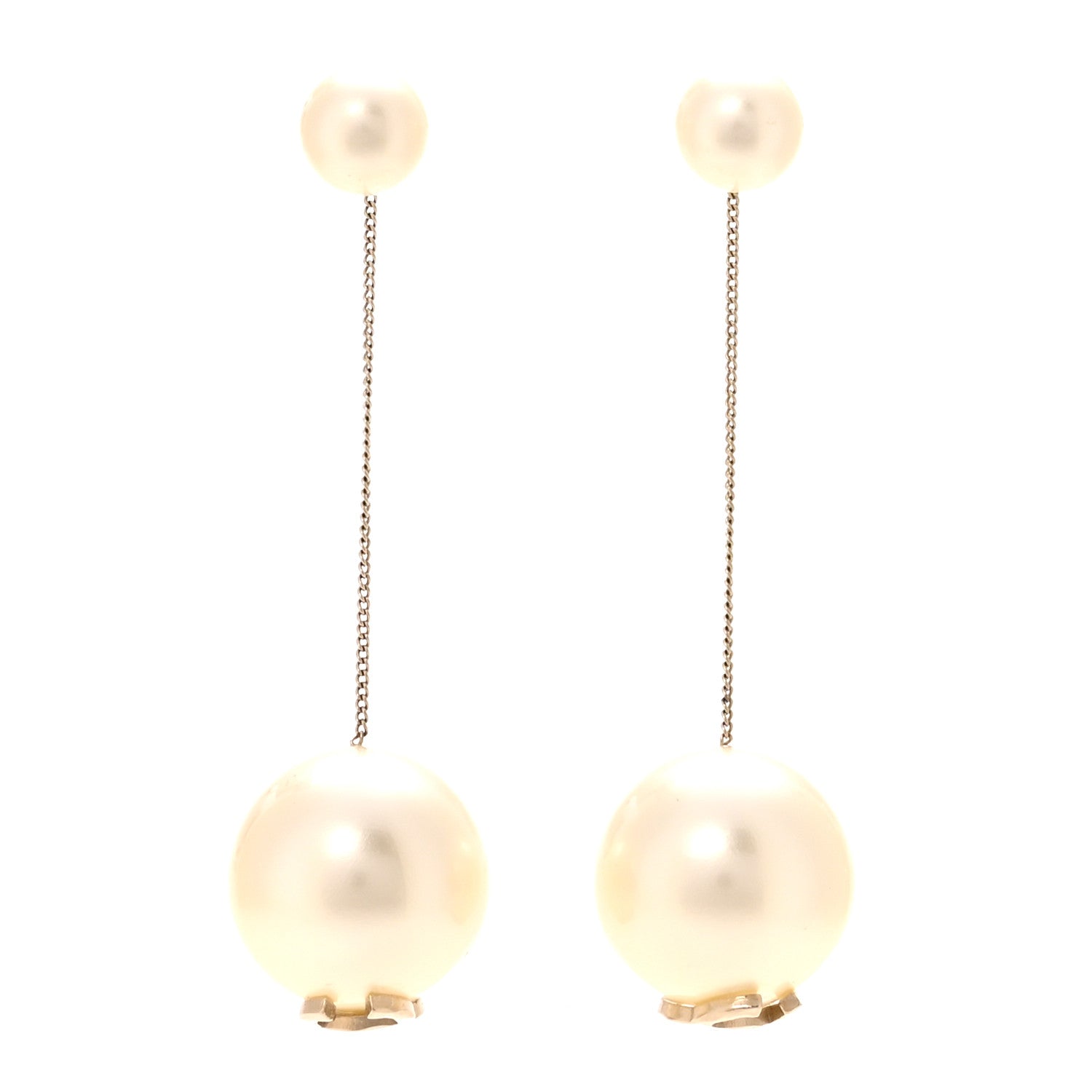 Chanel Pearl CC Chain Drop Earrings Gold 1 of 4