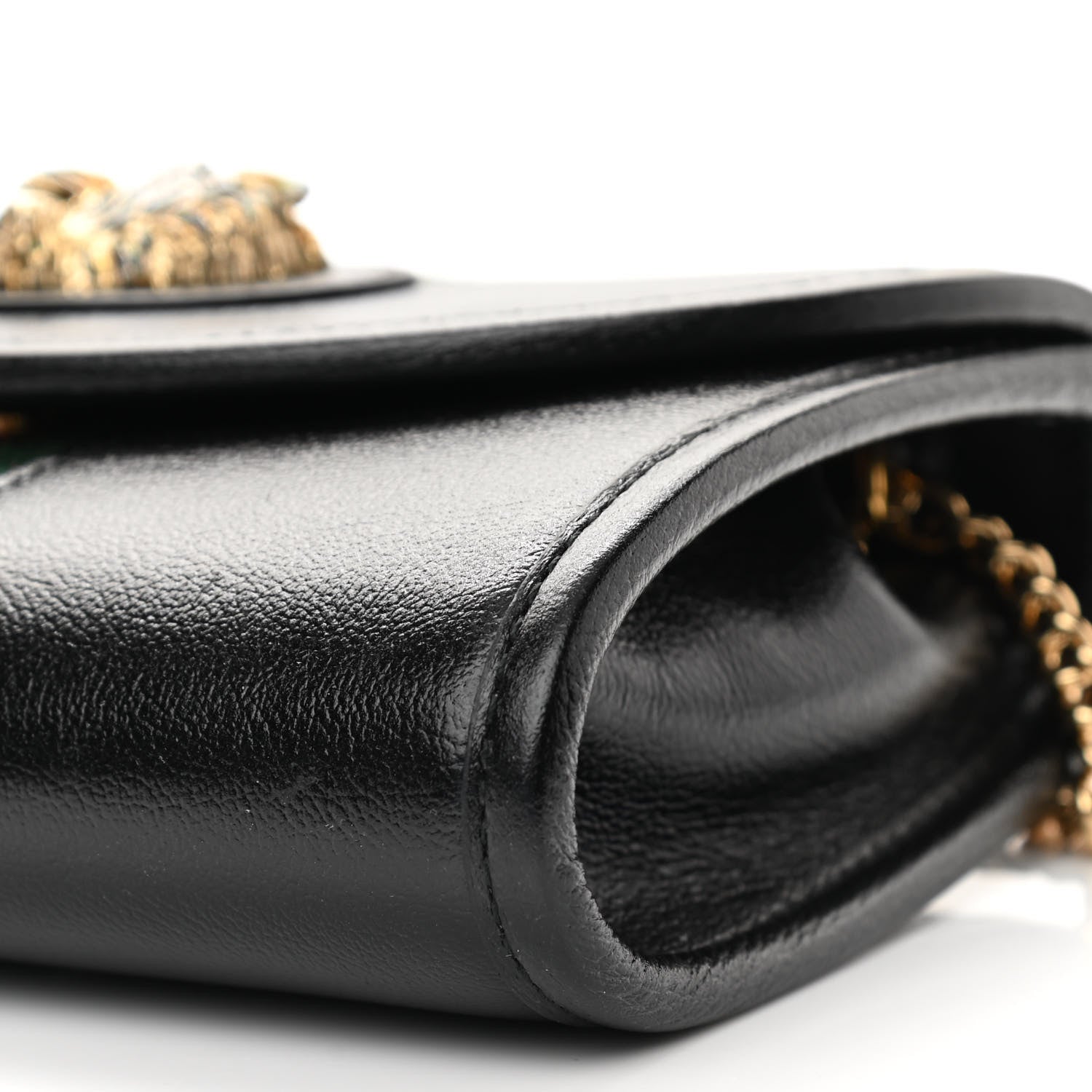 Gucci Textured Calfskin Web Mini Rajah Slim Flap Shoulder Bag Black 10 of 10