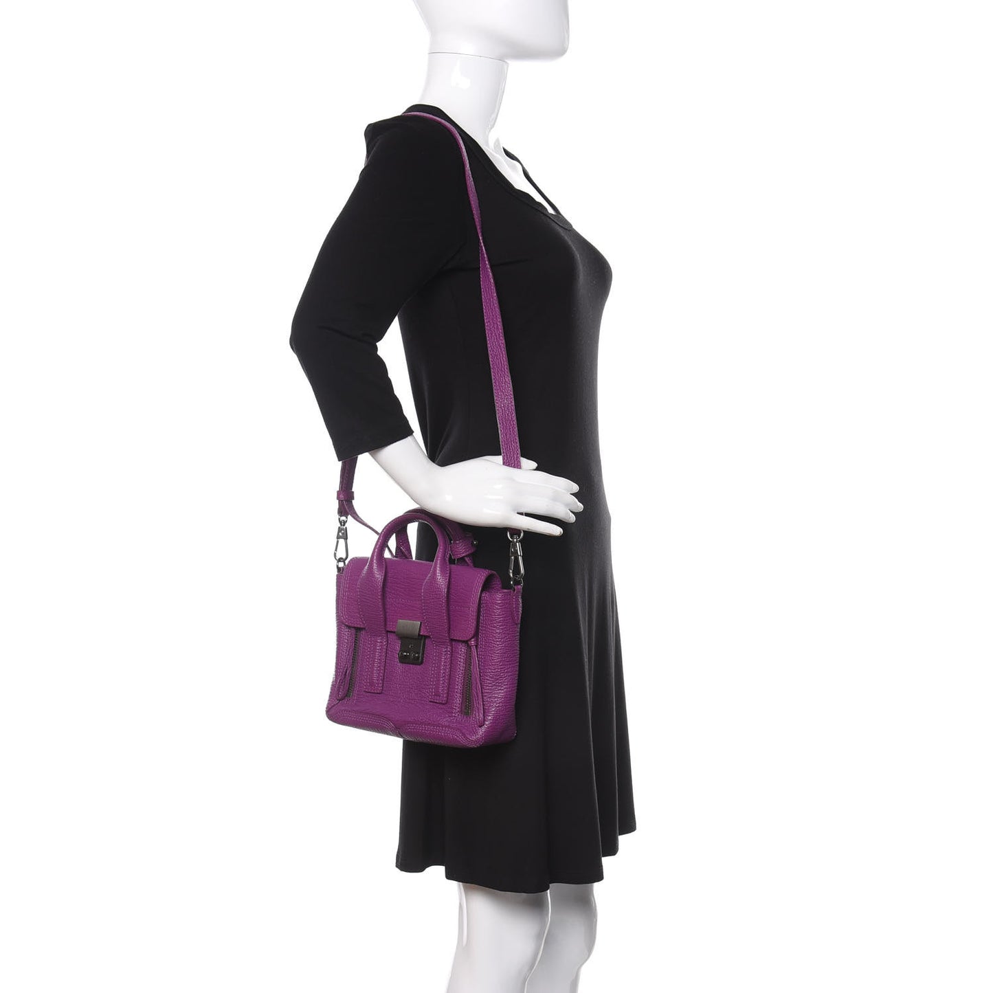 3.1 Textured Calfskin Mini Pashli Satchel Orchid