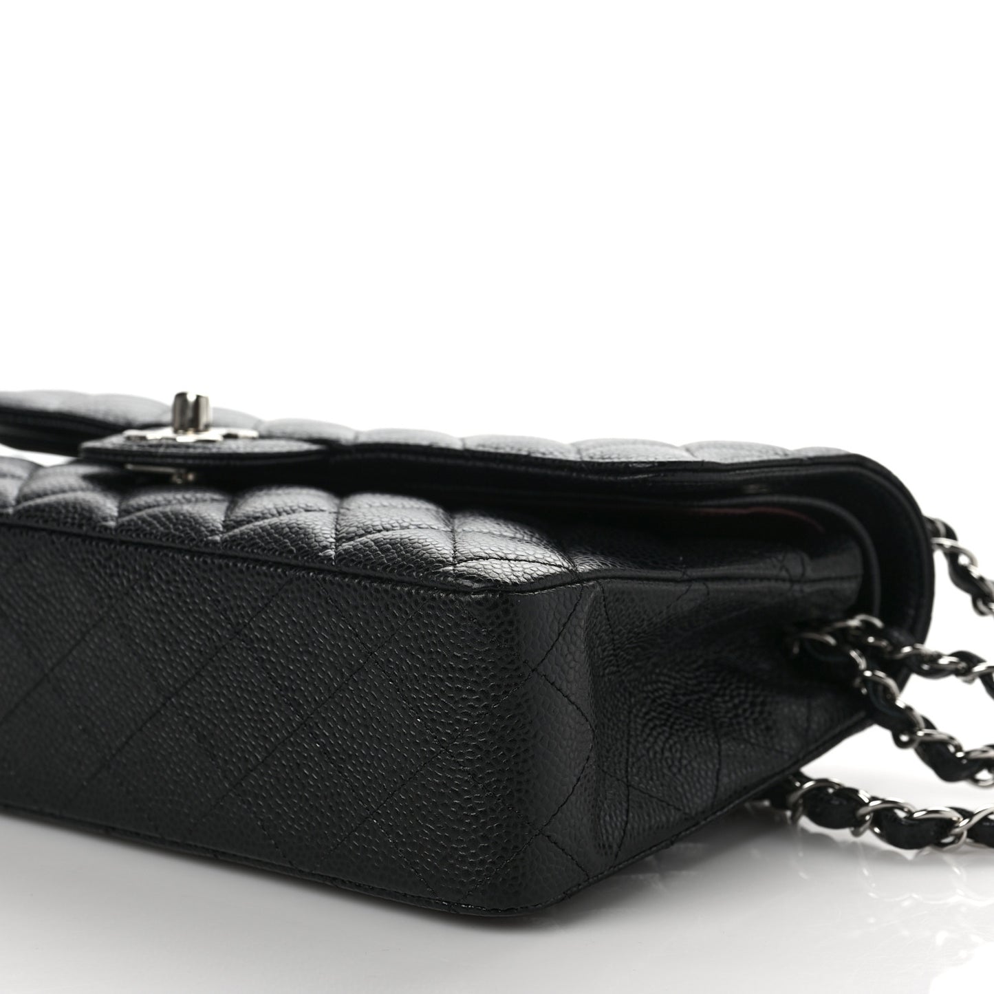 Caviar Quilted Medium Double Flap Black