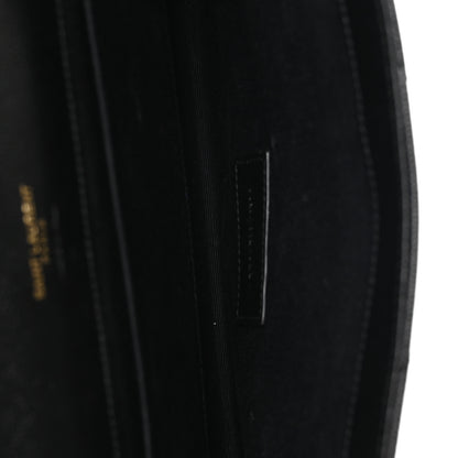 Saint Laurent Grain De Poudre Matelasse Chevron Monogram Envelope Clutch Black 5 of 8