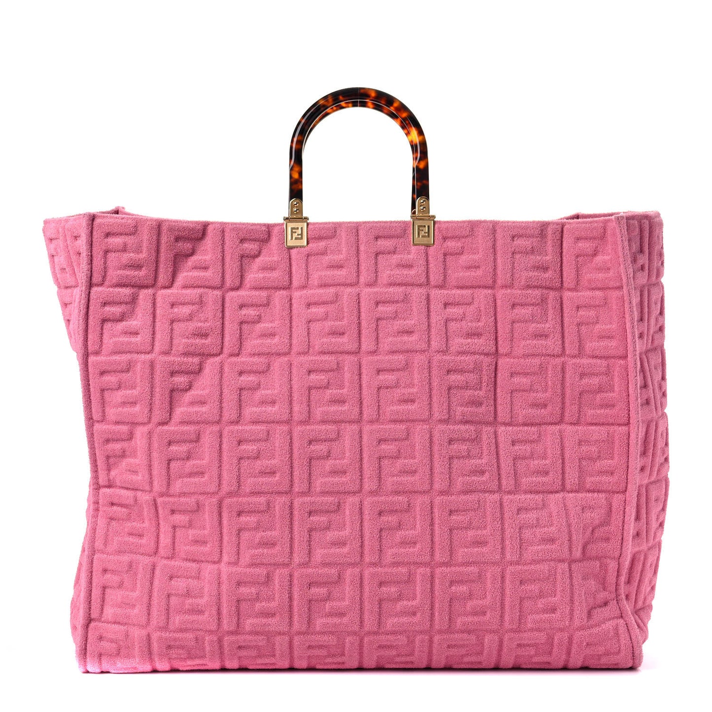 Terrycloth Plexiglass FF Embossed XL Fendi Sunshine Shopper Tote Lollypop