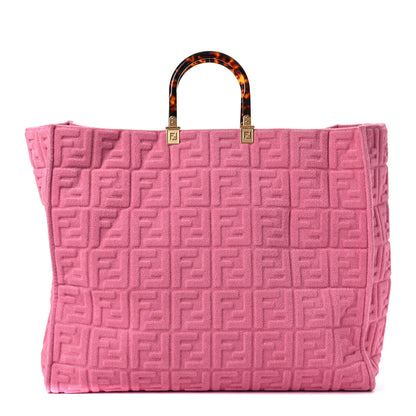 Fendi Terrycloth Plexiglass FF Embossed XL Fendi Sunshine Shopper Tote Lollypop 1 of 10