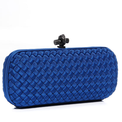 Bottega Veneta Silk Faille Intrecciato Knot Clutch Blue 3 of 7