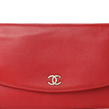 Chanel Caviar Sevruga Wallet on Chain WOC Red 8 of 15