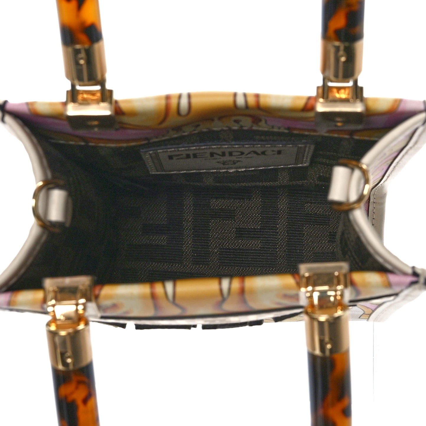 X VERSACE Calfskin Plexiglass Fendace FF Baroque Mini Fendi Sunshine Shopper Tote Gold Rosa White Ice Ciad