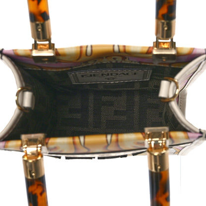 Fendi X VERSACE Calfskin Plexiglass Fendace FF Baroque Mini Fendi Sunshine Shopper Tote Gold Rosa White Ice Ciad 5 of 9