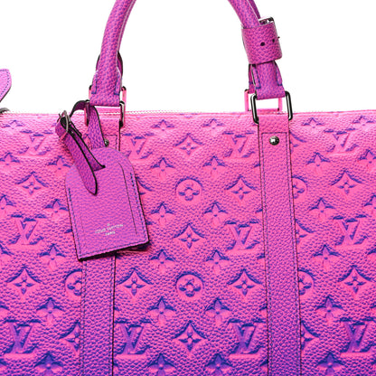 Louis Vuitton Taurillon Illusion Keepall Bandouliere 50 Bleu Rose 6 of 8