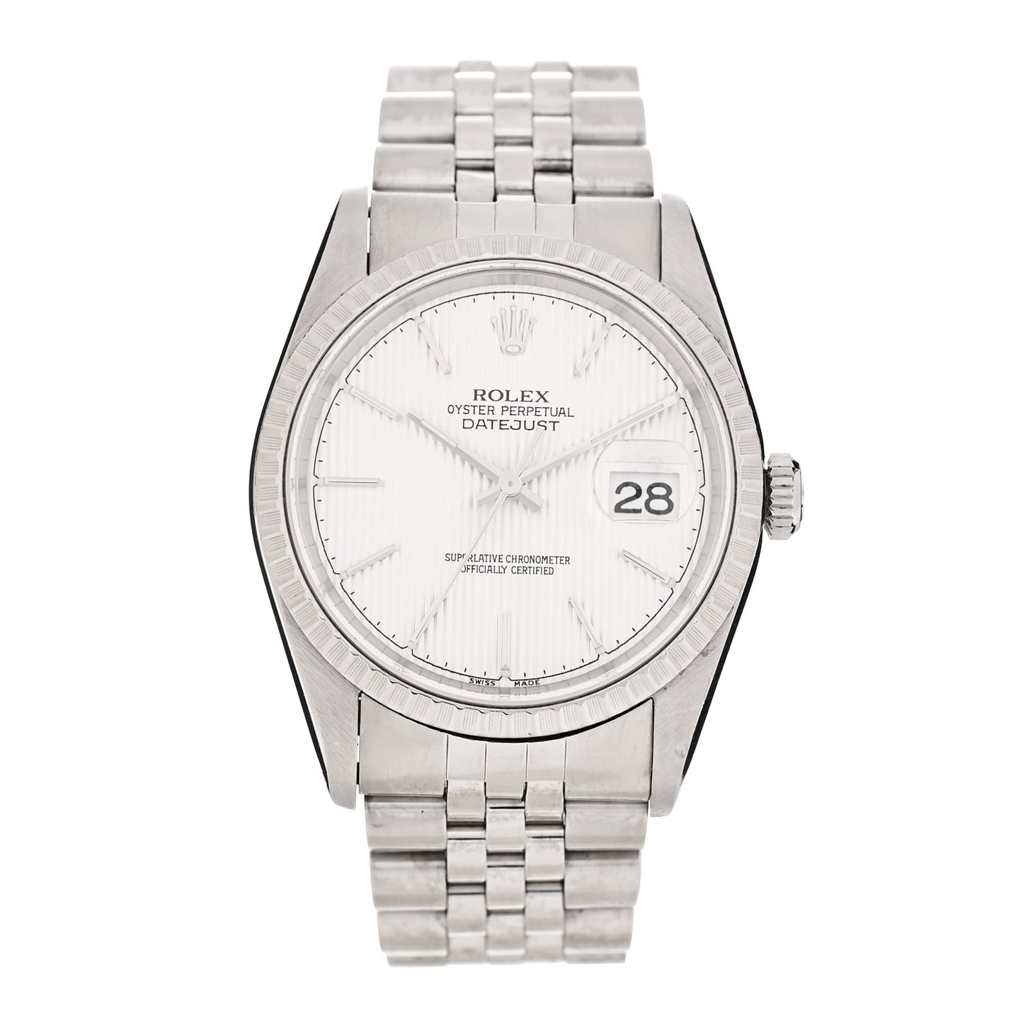 Stainless Steel 36mm Oyster Perpetual Datejust Watch Silver Tapestry 16220