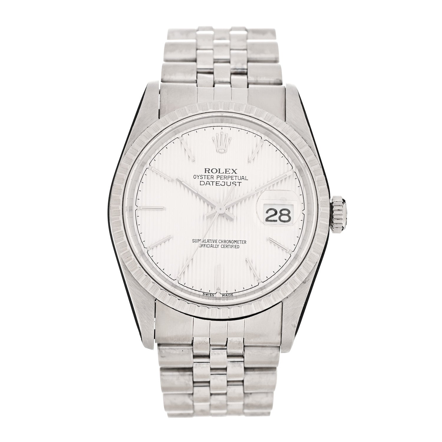 Rolex Stainless Steel 36mm Oyster Perpetual Datejust Watch Silver Tapestry 16220 1 of 4