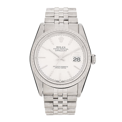 Rolex Stainless Steel 36mm Oyster Perpetual Datejust Watch Silver Tapestry 16220 1 of 4