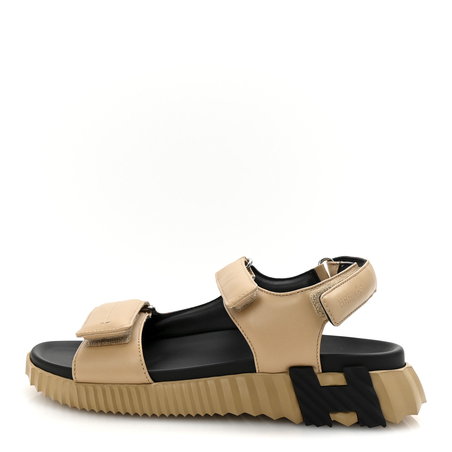 Hermes Lambskin Junior Womens Sandals 39 Beige Black 1 of 9