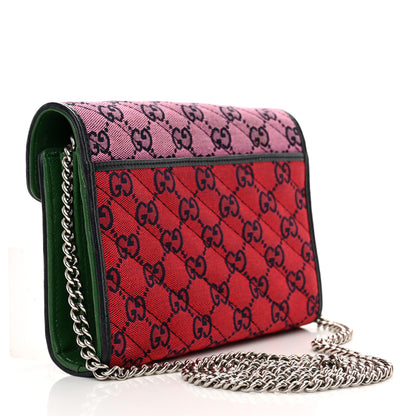Gucci Monogram Multicolor Matelasse Diagonal GG Marmont Chain Wallet Red Blue Pink Green 3 of 19